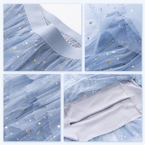 Tulle Women Midi Long Fairy A-Line Mesh Layer Elastic Waist Halloween Skirt - Picture 5 of 6